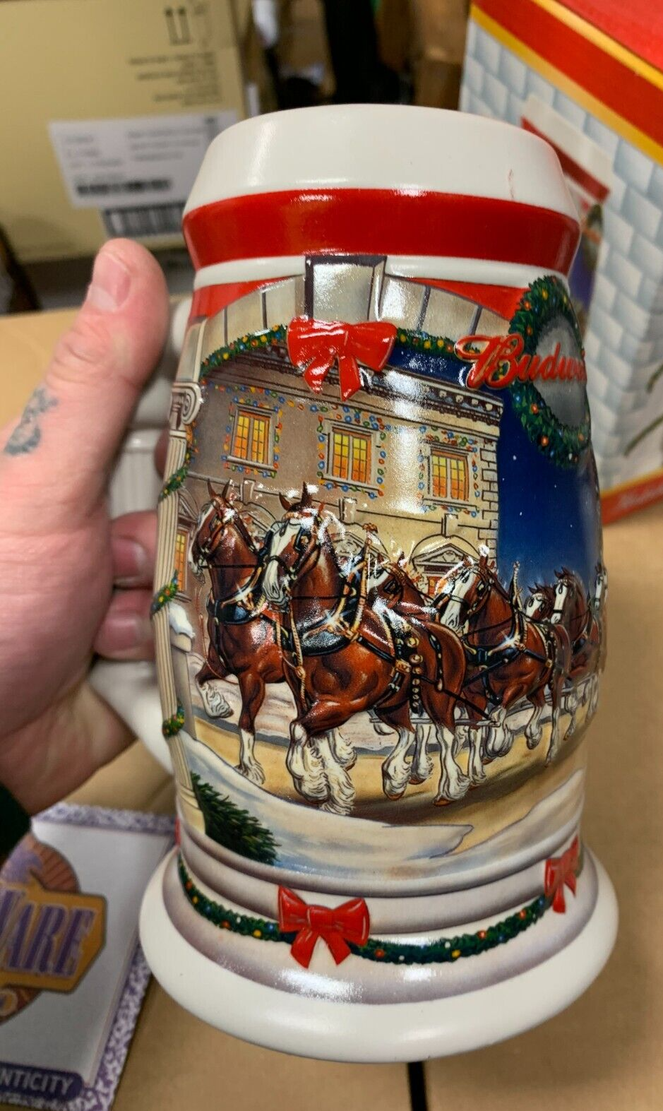 Budweiser 2001 Holiday Stein NIB "Holiday At The Capitol" w/ COA Clydesdales USA