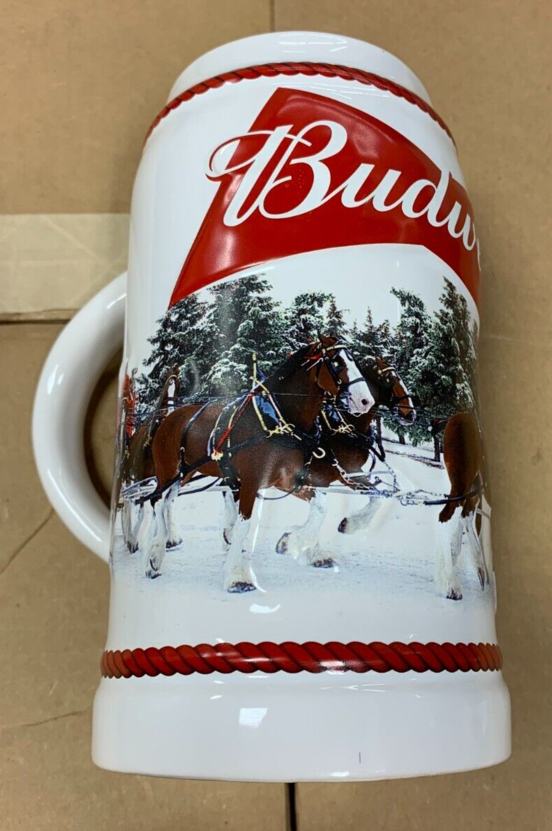 2016 Budweiser Stein "December Excursion" Holidays Xmas NIB w/ COA Clydesdales