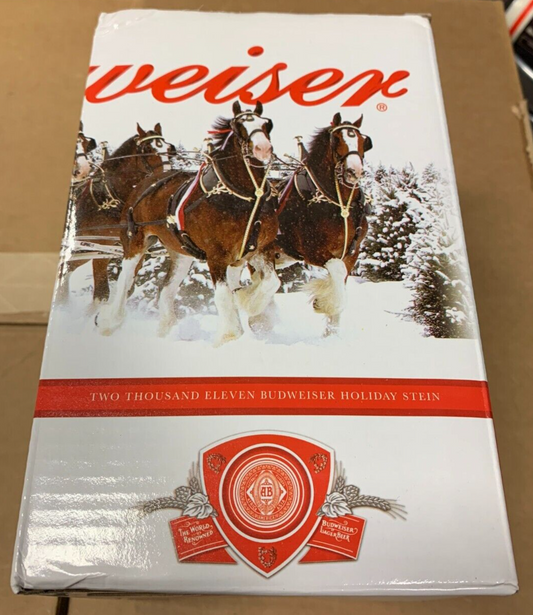 Budweiser 2011 Holiday Stein NIB w/ COA Strength Power Beauty Clydesdales Xmas