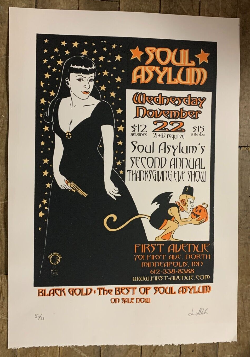 Brian Ewing - 2000 - Soul Asylum Concert Poster S&N @ First Avenue Minneapolis