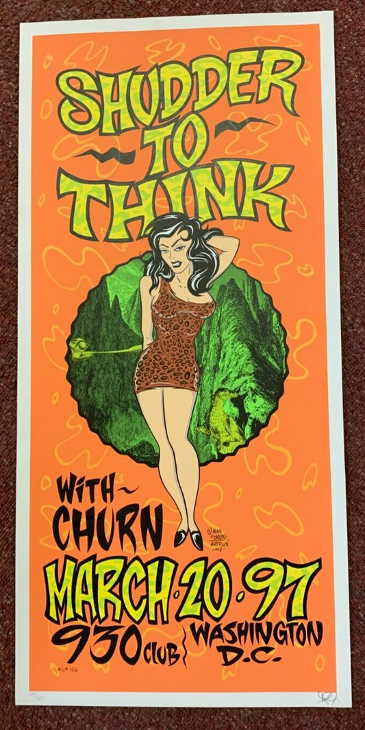 Alan Forbes - 1997 - Shudder To Think Concert Poster S&N W/ Churn In D.C.