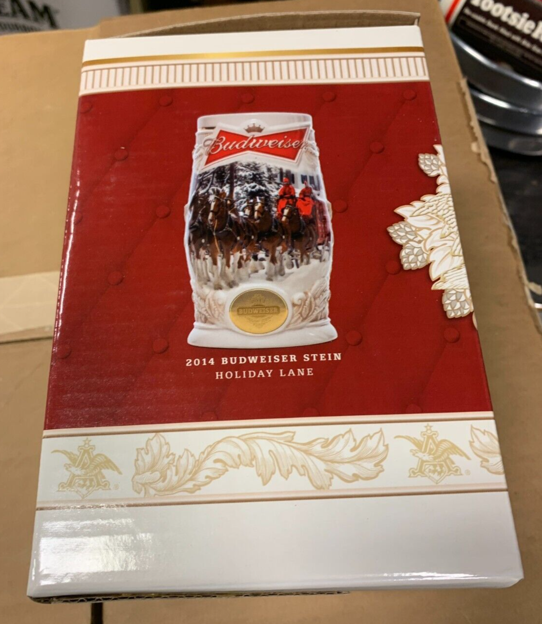 2014 Budweiser Holiday Stein "Holiday Lane" NIB w/ COA Clydesdales Xmas