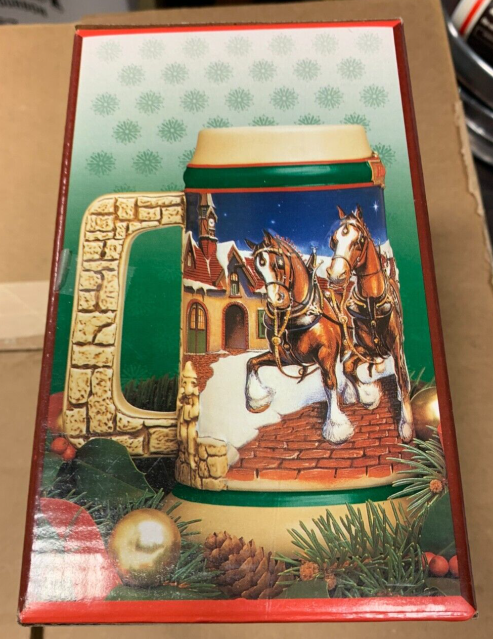 Budweiser 1998 Holiday Stein "Grant's Farm Holiday" NIB w/ COA Clydesdales USA