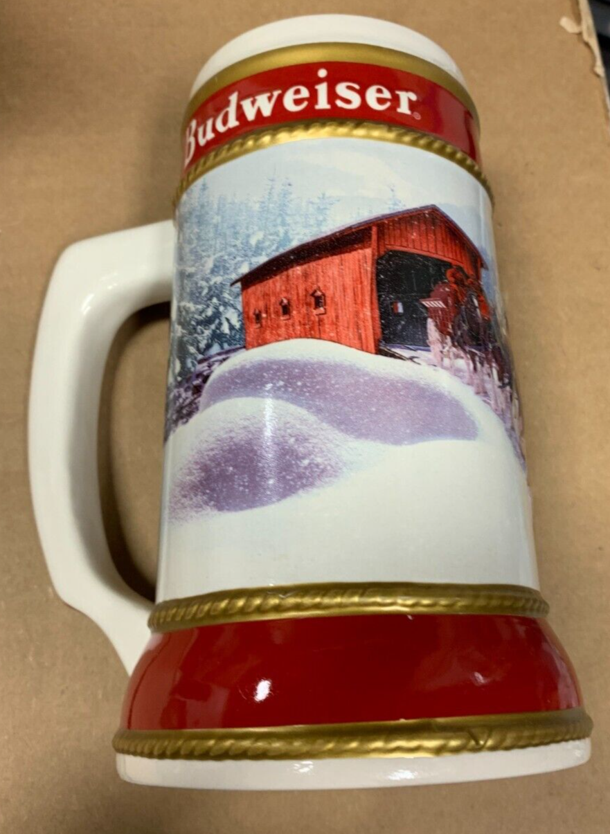 Budweiser 40th Anniversary Holiday Stein "Winter Passage" NIB w COA Clydesdales