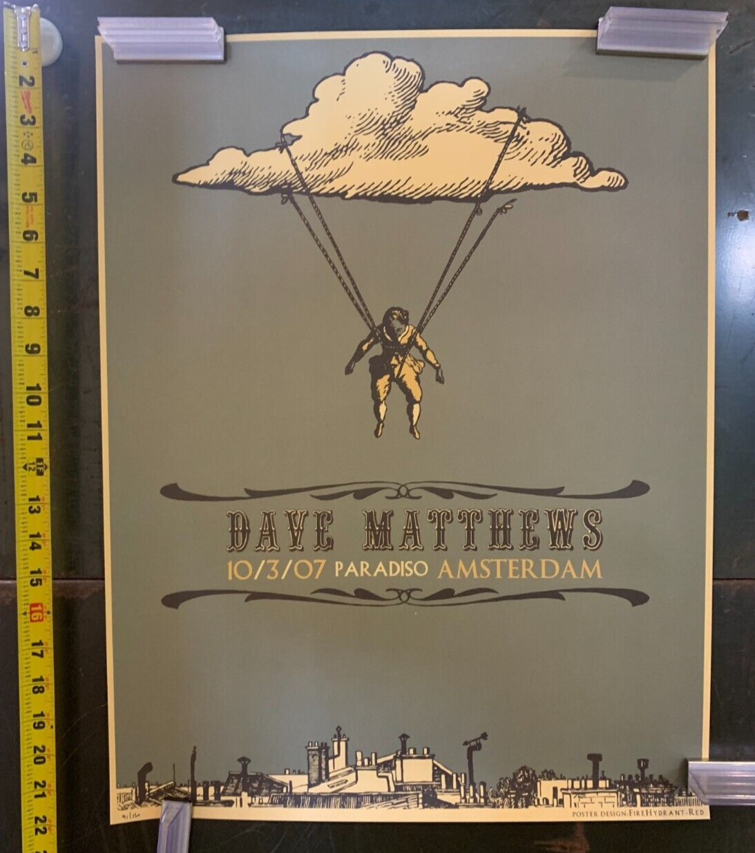 Fire Hydrant Red - Dave Matthews Solo 2007 Amsterdam Show Poster Print Numbered