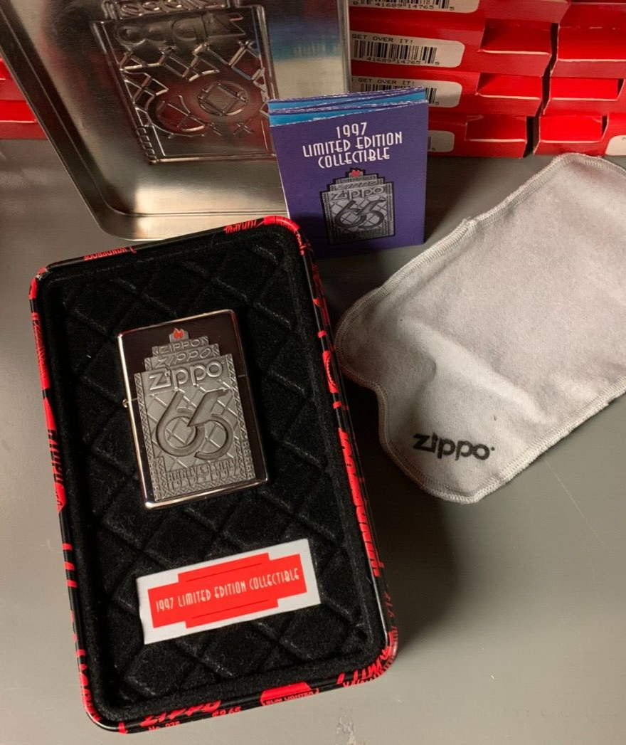 VINTAGE Zippo Tin Set 1997 "Zippo 65th Anniversary" NIB Limited Edition