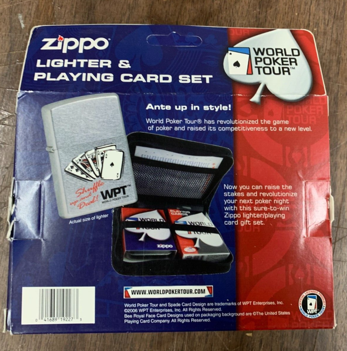 Zippo Lighter & Playing Card Set World Poker Tour 2006 In Original Packaging