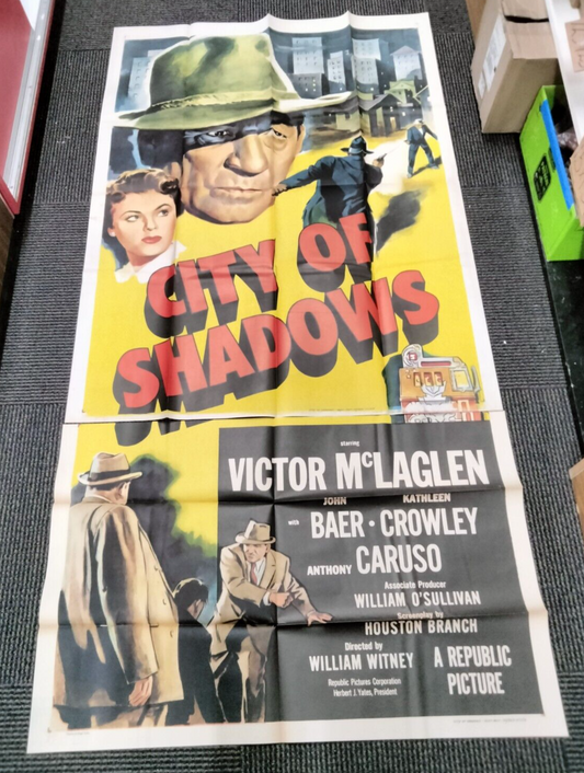 City of Shadows (Republic, 1955). Three Sheet (41" X 81"). Crime Victor McLaglen