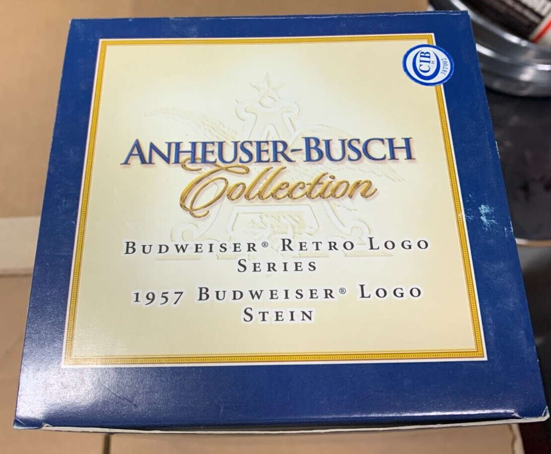 Anheuser Busch Collection Budweiser Retro Logo Series 1957 Logo Stein NIB w COA