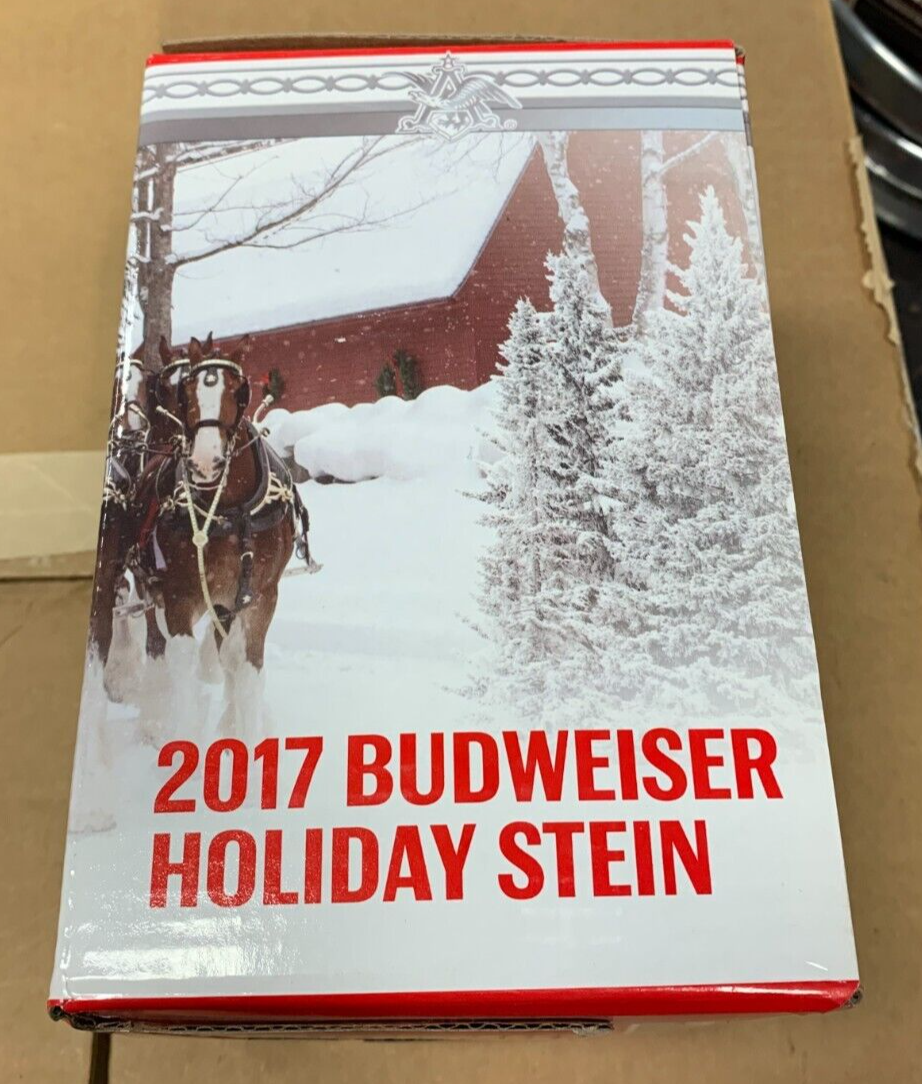 2017 Budweiser Holiday Stein "Holiday Retreat" NIB w/ COA Clydesdales Beer