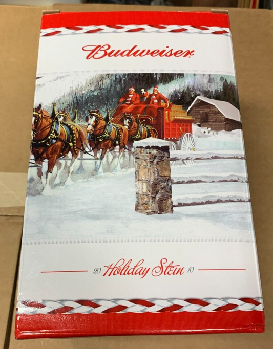 Budweiser 2010 Holiday Stein NIB w/ COA Clydesdales Christmas King Of Beers