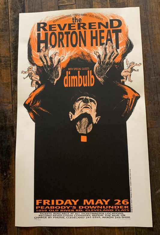 Derek Hess - 1995 - Reverend Horton Heat Poster S&N @ Peabody's Downunder Ohio