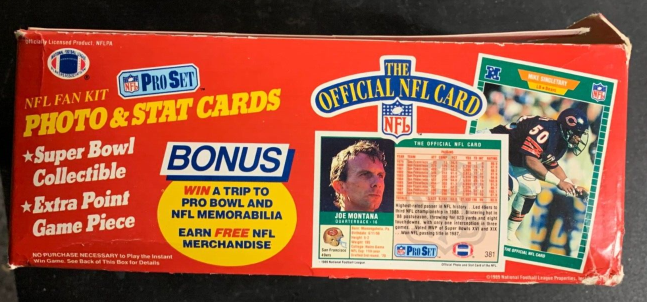 BOX NFL Pro Set NFL Fan Kit Cards 1989 Joe Montana Series 1 Football