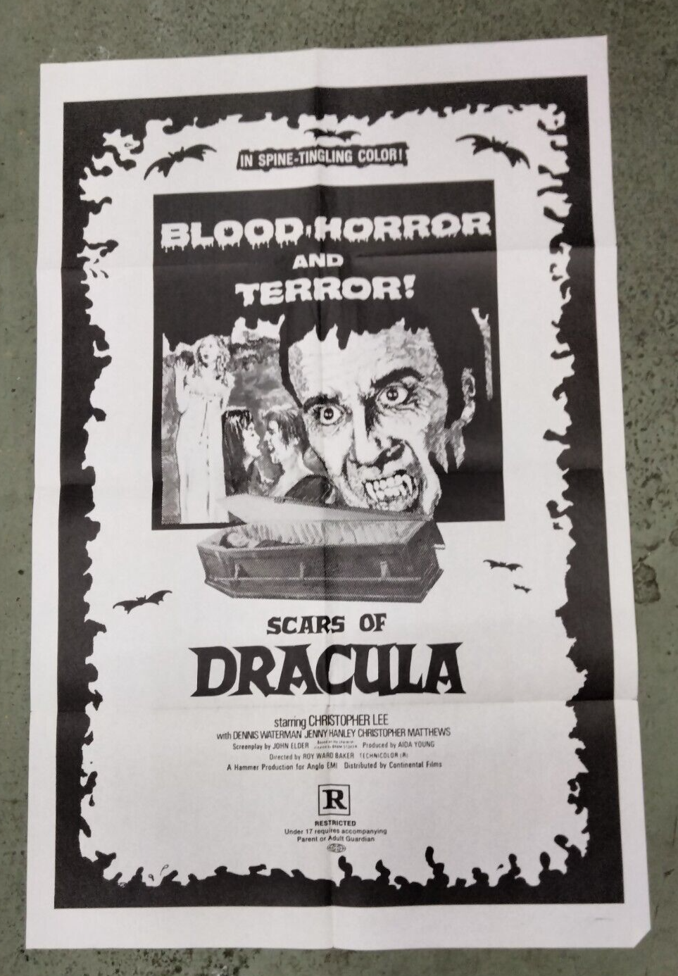 "Scars Of Dracula" Original One Sheet 1971 Horror Christopher Lee Horror 27X41