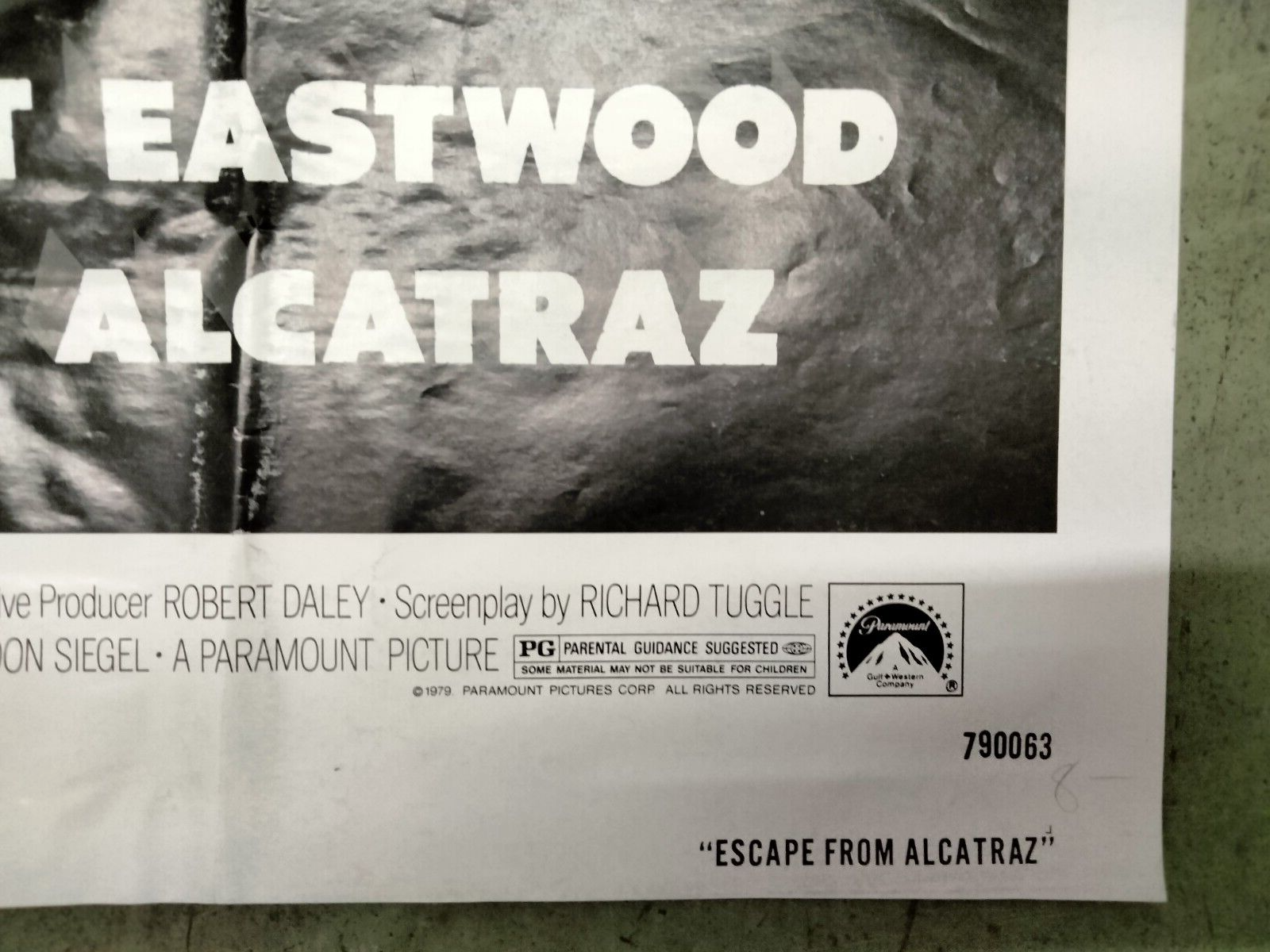 "Escape from Alcatraz" Paramount, 1979 Original One Sheet 27X41 Clint Eastwood