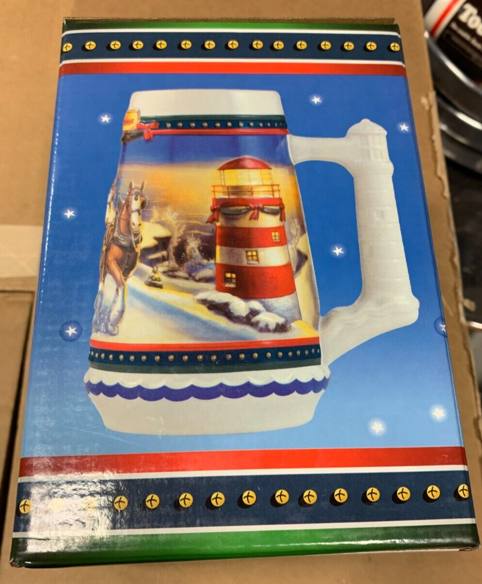 Budweiser 2002 Holiday Stein "Guiding The Way Home" NIB Clydesdales Christmas