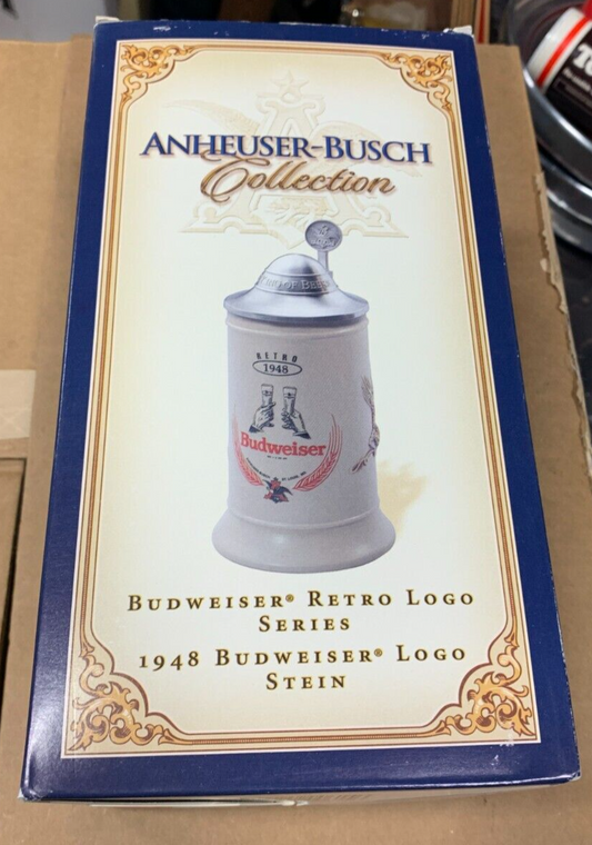 Anheuser Busch Collection Budweiser Retro Logo Series 1948 Logo Stein NIB w COA