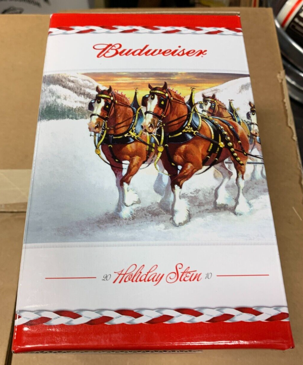 Budweiser 2010 Holiday Stein NIB w/ COA Clydesdales Christmas King Of Beers