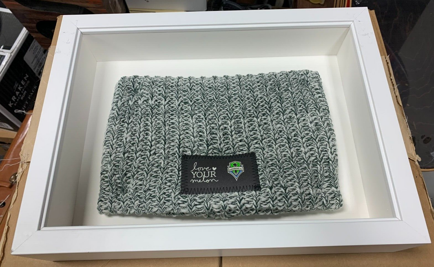 FRAMED Love Your Melon x Seattle Sounders Soccer Club White & Black Knit Beanie