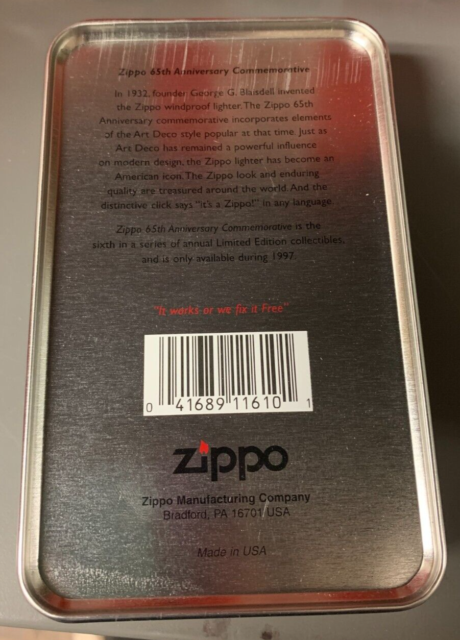VINTAGE Zippo Tin Set 1997 "Zippo 65th Anniversary" NIB Limited Edition