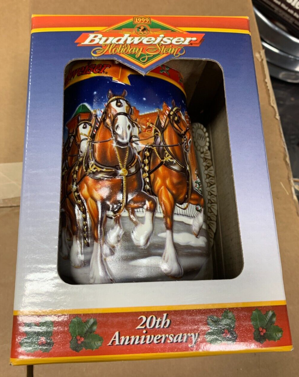 Budweiser 1999 20th Anniversary Holiday Stein NIB w/ COA Century Of Tradition