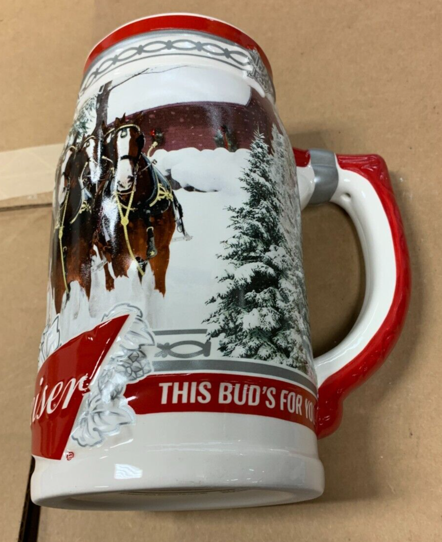 2017 Budweiser Holiday Stein "Holiday Retreat" NIB w/ COA Clydesdales Beer