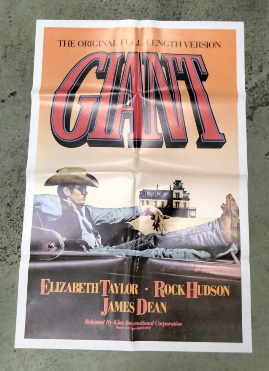 "Giant" Warner Brothers R-1982 One Sheet 27 X 41 Drama James Dean Rock Hudson