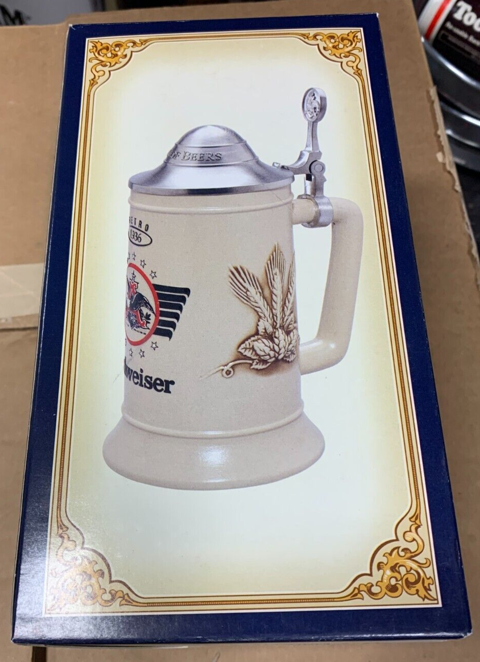 Anheuser Busch Collection Budweiser Retro Logo Series 1936 Logo Stein NIB w COA