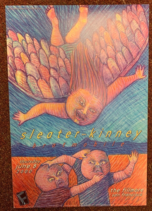 Ellen Davis/Bill Graham - 2000 - Sleater-Kinney Concert Poster @ The Fillmore SF