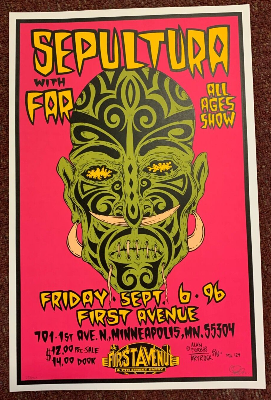 Alan Forbes - 1996 - Sepultura Concert Poster S&N @ First Avenue Minneapolis, MN