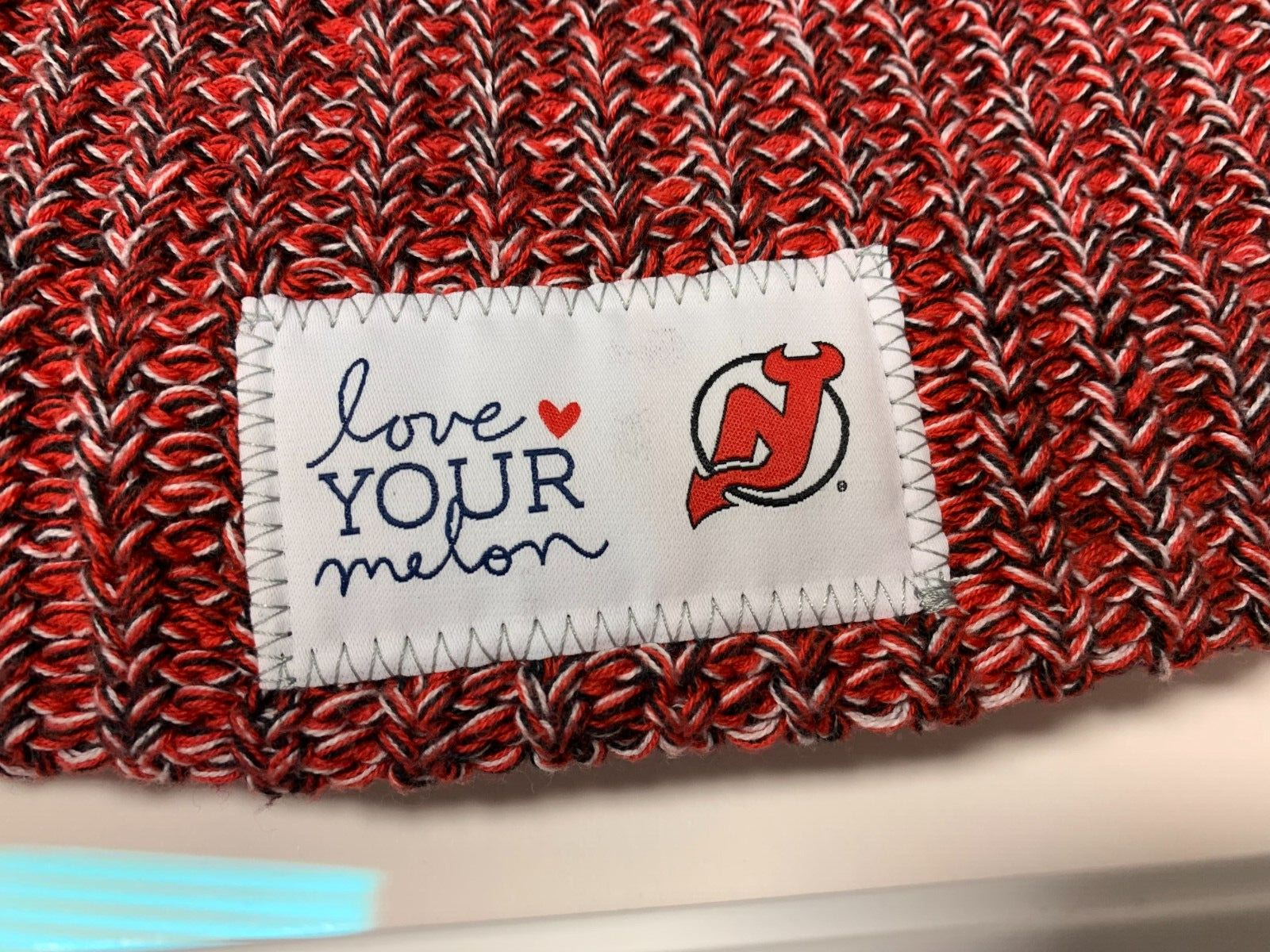 FRAMED Love Your Melon x New Jersey Devils Dark Red Knit Beanie Hockey