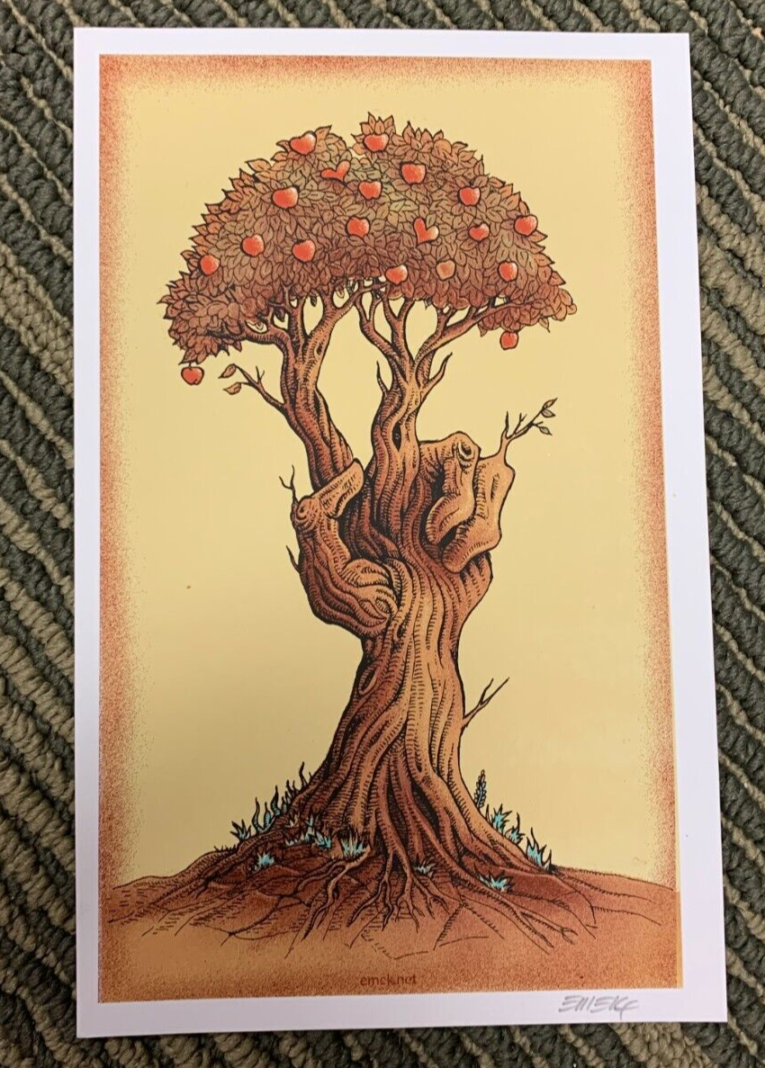 EMEK - 2009 - Peace Tree Print Red Apple Edition SIGNED Handbill Pearl Jam