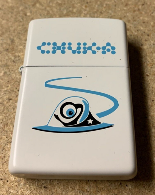 VINTAGE UNSTRUCK FLAMERITE Zippo "Chuka" CSA Images EXTREMELY RARE Blue/White