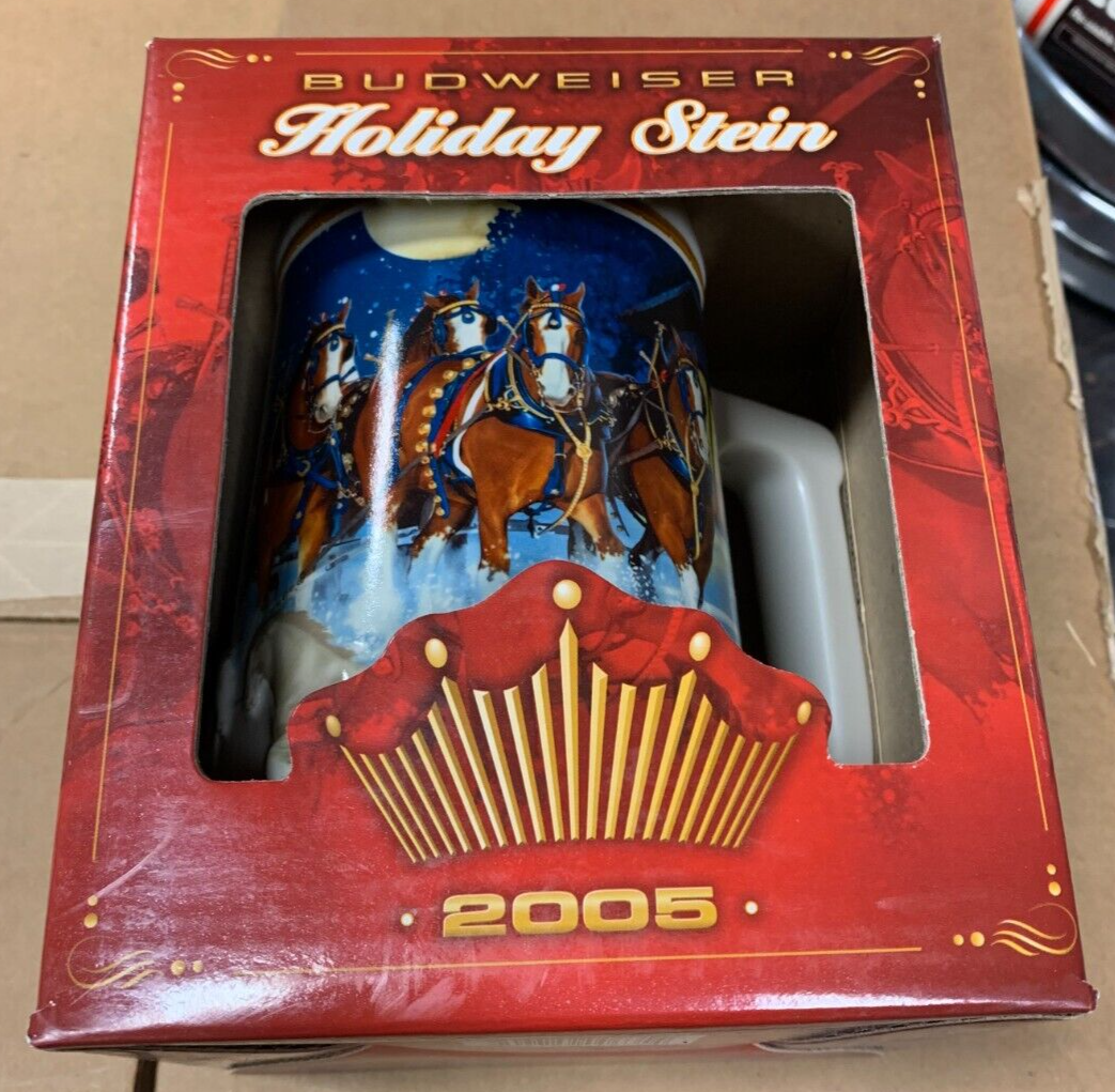 Budweiser 2005 Holiday Stein NIB w/ COA Clydesdales King Of Beers American