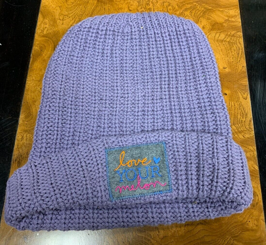 "Love Your Melon" Brand Prototype Knit Beanie Purple W/ Early Prototype Patch